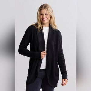 Barefoot Dreams CozyChic Lite Open Front Cardigan Black L/XL Soft Luxe